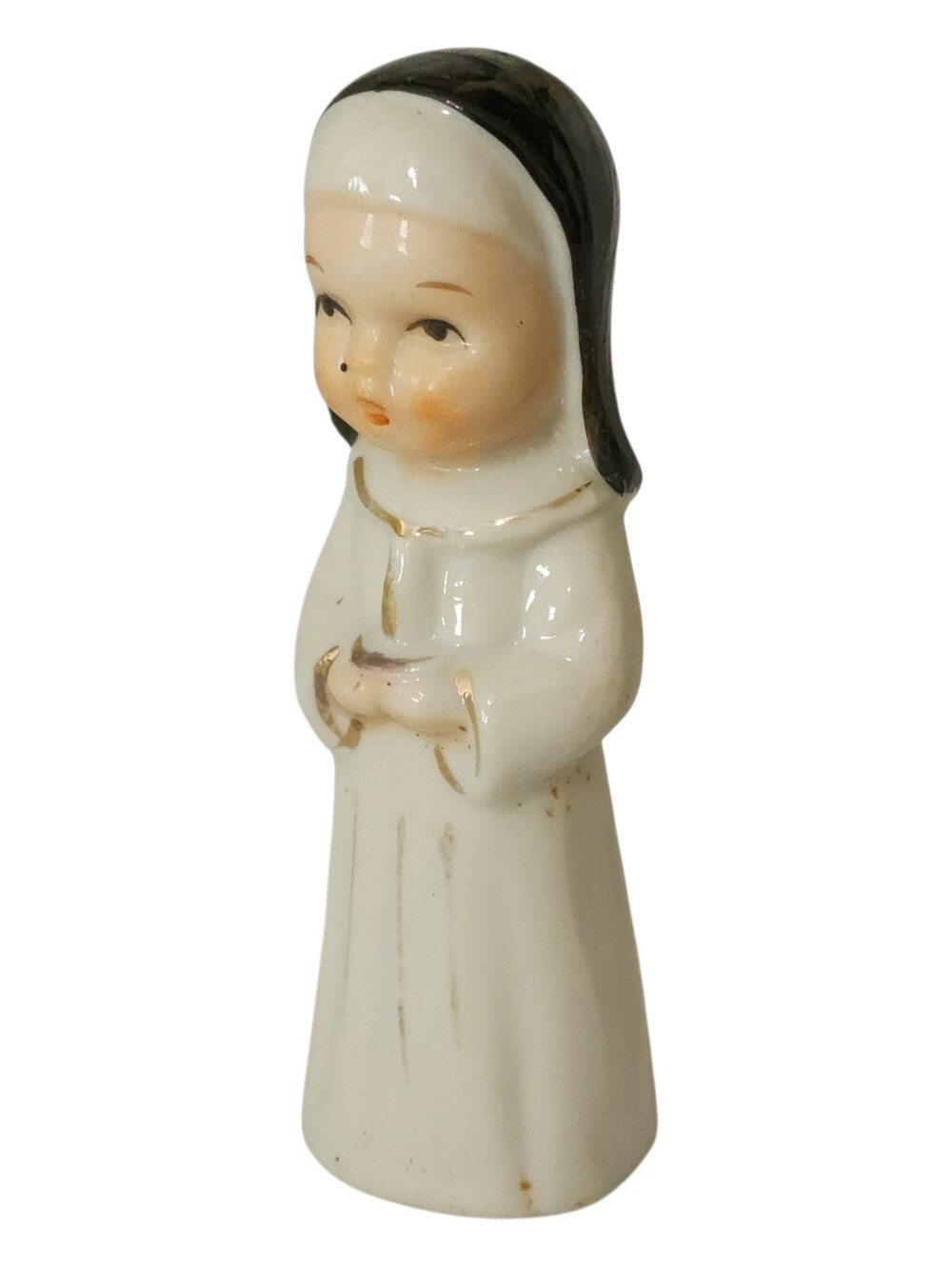 Vintage Habit Nun Figurine Black And White 3.75" Tall Knick Knack Figure Woman